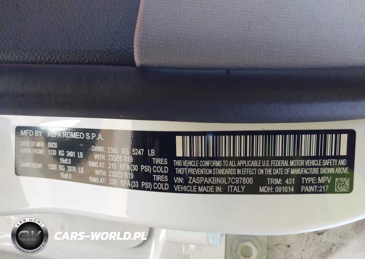 2020 Alfa Romeo Stelvio Ti Awd VIN:ZASPAKBN9L7C97806 - 9