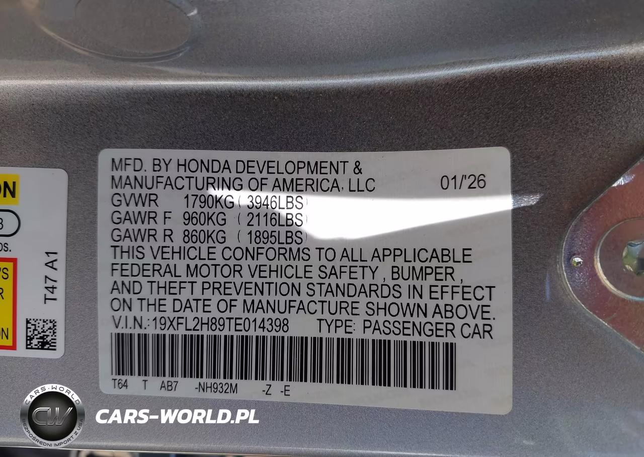 2026 Honda Civic Sport VIN:19XFL2H89TE014398 - 9
