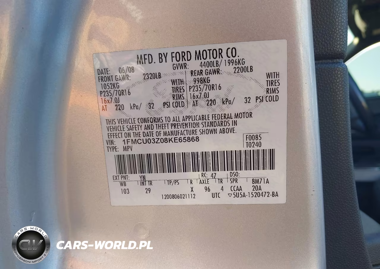 2008 Ford Escape Xlt VIN:1FMCU03Z08KE65868 - 9
