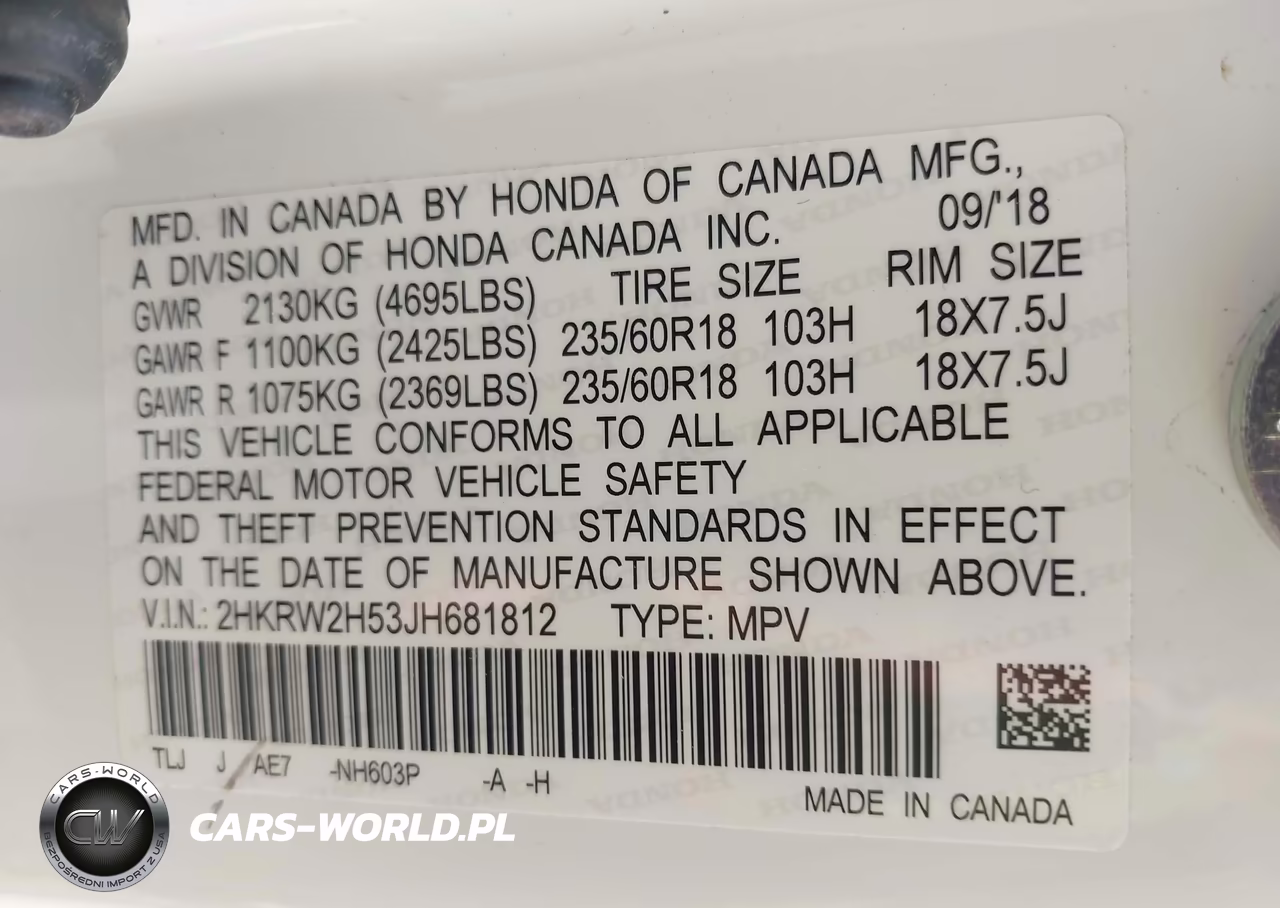 2018 Honda Cr-V Ex VIN:2HKRW2H53JH681812 - 9