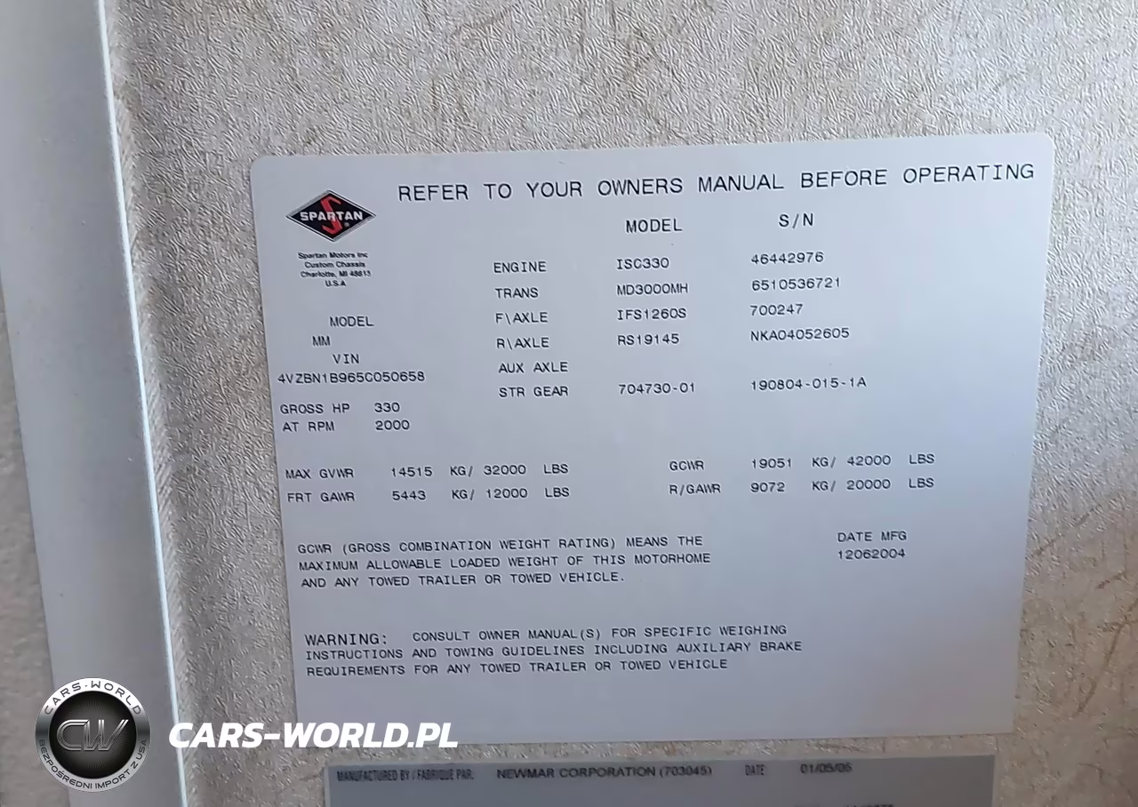2005 Spartan Motors Motorhome 4Vz VIN:4VZBN1B965C050658 - 9