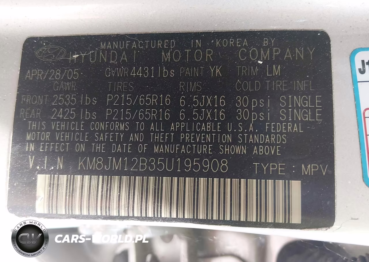 2005 Hyundai Tucson Gl VIN:KM8JM12B35U195908 - 9