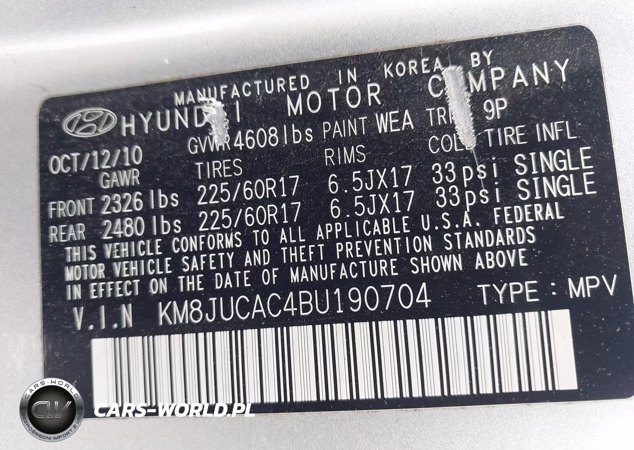 2011 Hyundai Tucson Gls VIN:KM8JUCAC4BU190704 - 9