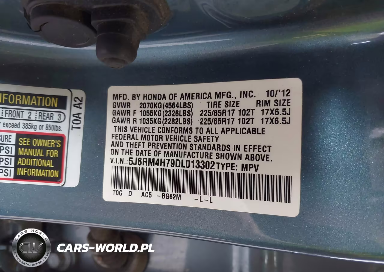 2013 Honda Cr-V Ex-L VIN:5J6RM4H79DL013302 - 9
