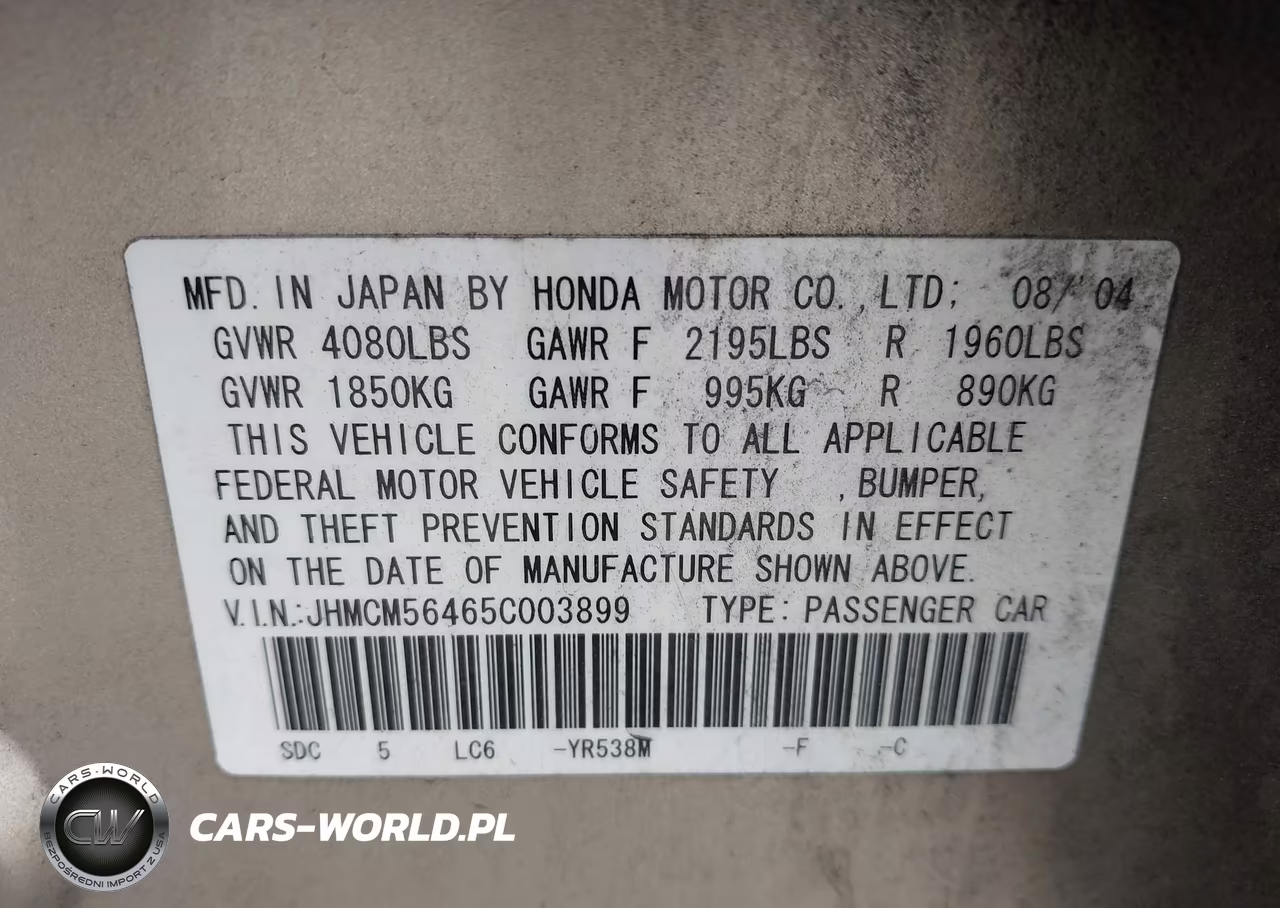 2005 Honda Accord 2.4 Lx VIN:JHMCM56465C003899 - 9