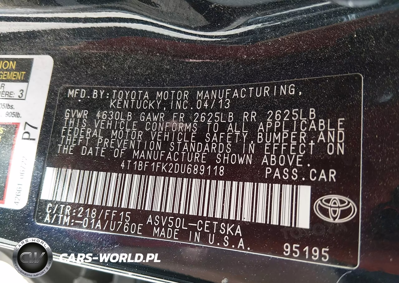 2013 Toyota Camry Se VIN:4T1BF1FK2DU689118 - 9