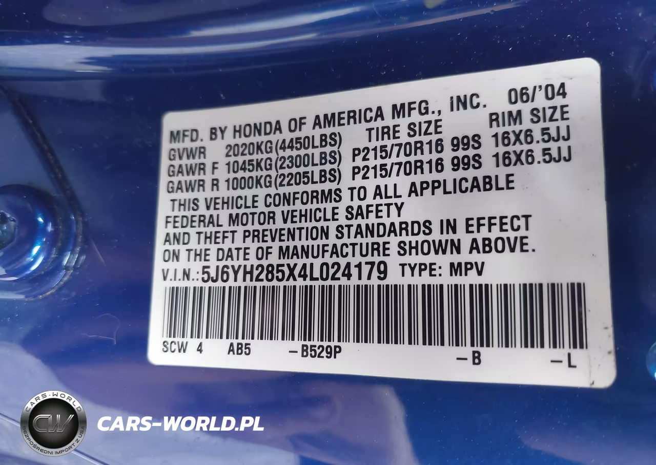 2004 Honda Element Ex VIN:5J6YH285X4L024179 - 9