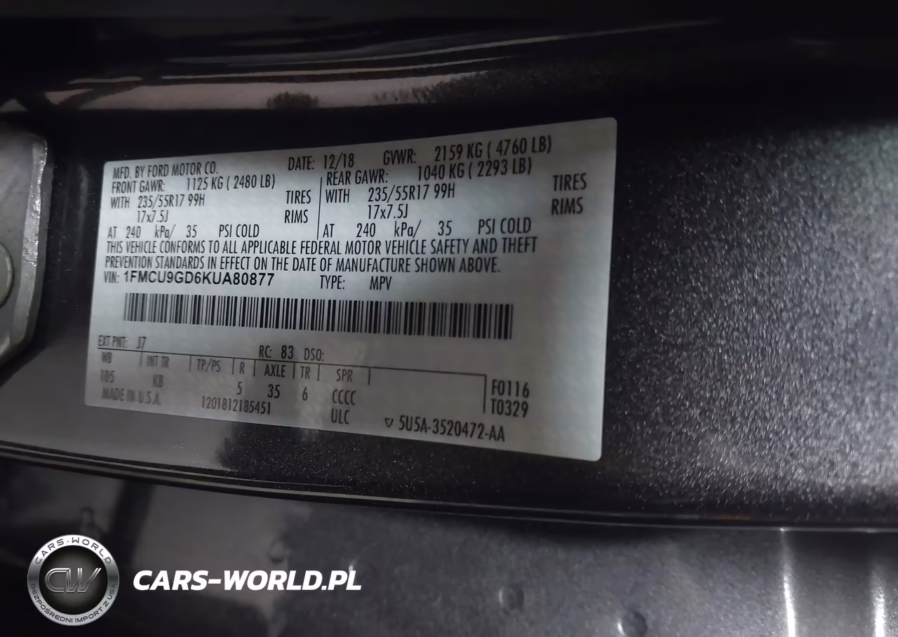 2019 Ford Escape Se VIN:1FMCU9GD6KUA80877 - 9