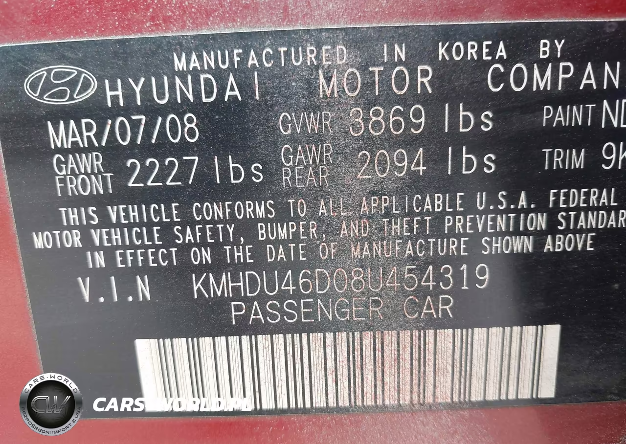 2008 Hyundai Elantra Gls-Se VIN:KMHDU46D08U454319 - 9