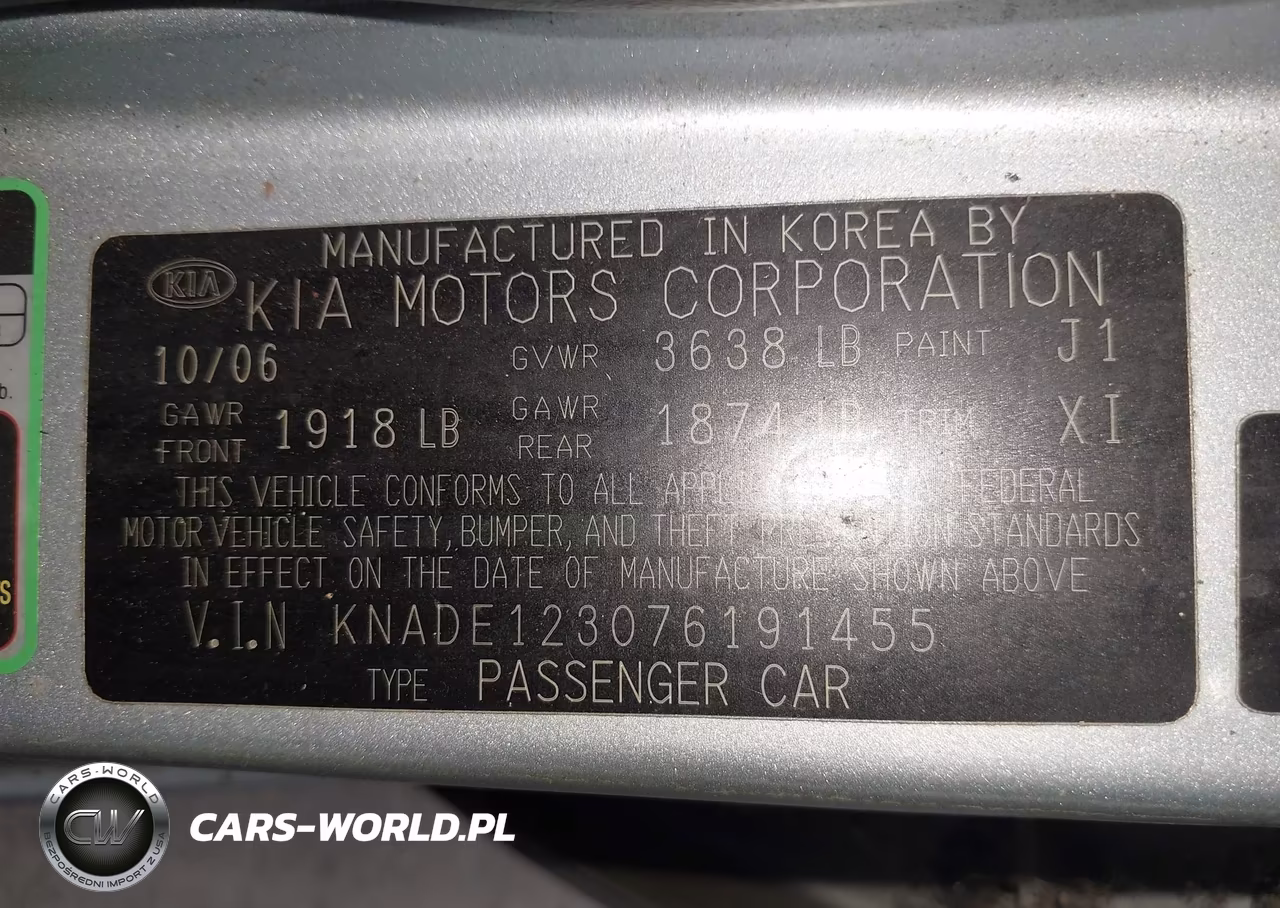 2007 Kia Rio Lx VIN:KNADE123076191455 - 9