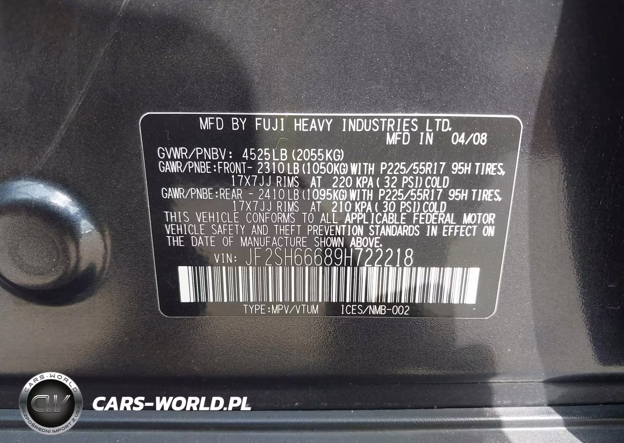 2009 Subaru Forester VIN:1F2SH66689H722218 - 9