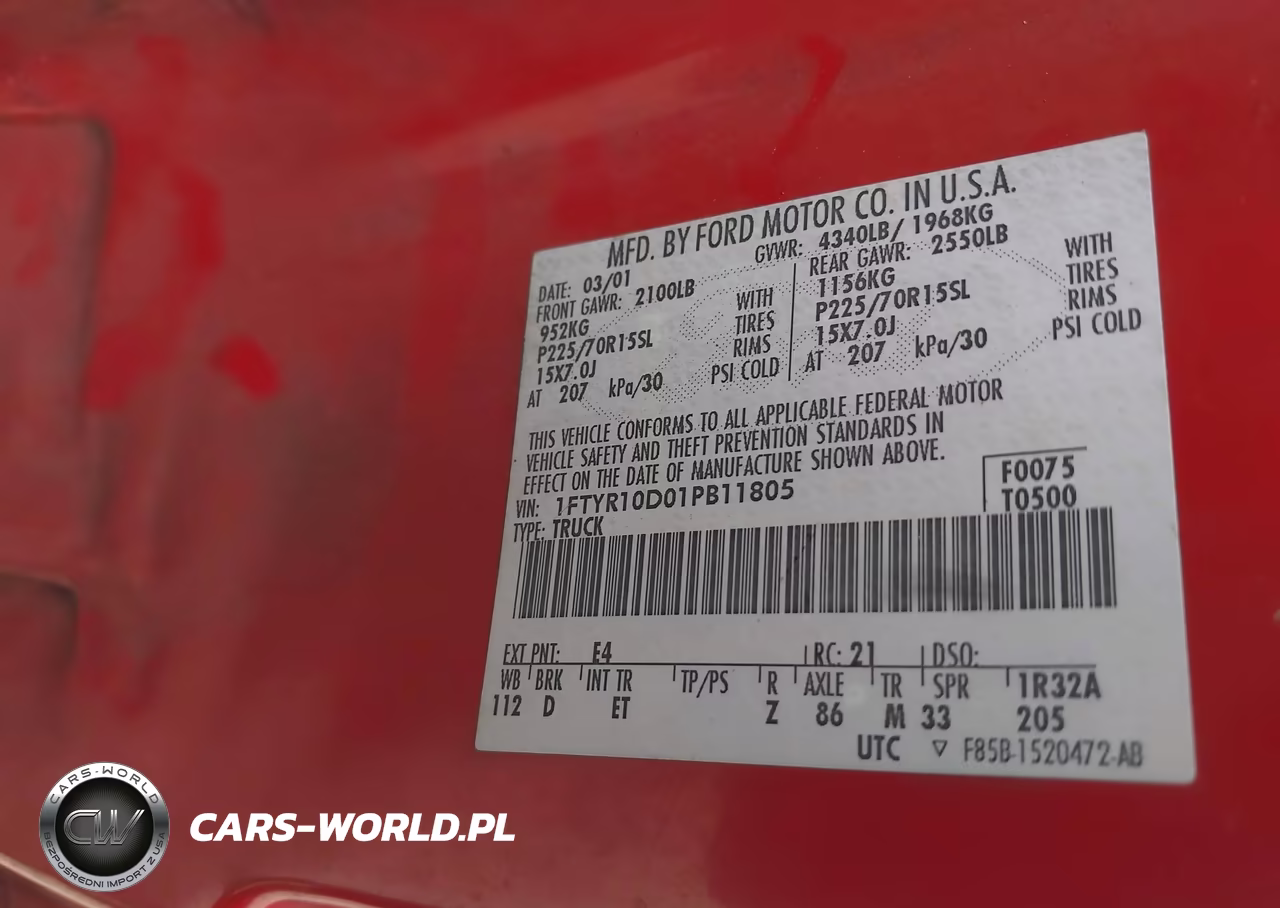 2001 Ford Ranger Xl-Xlt VIN:1FTYR10D01PB11805 - 9