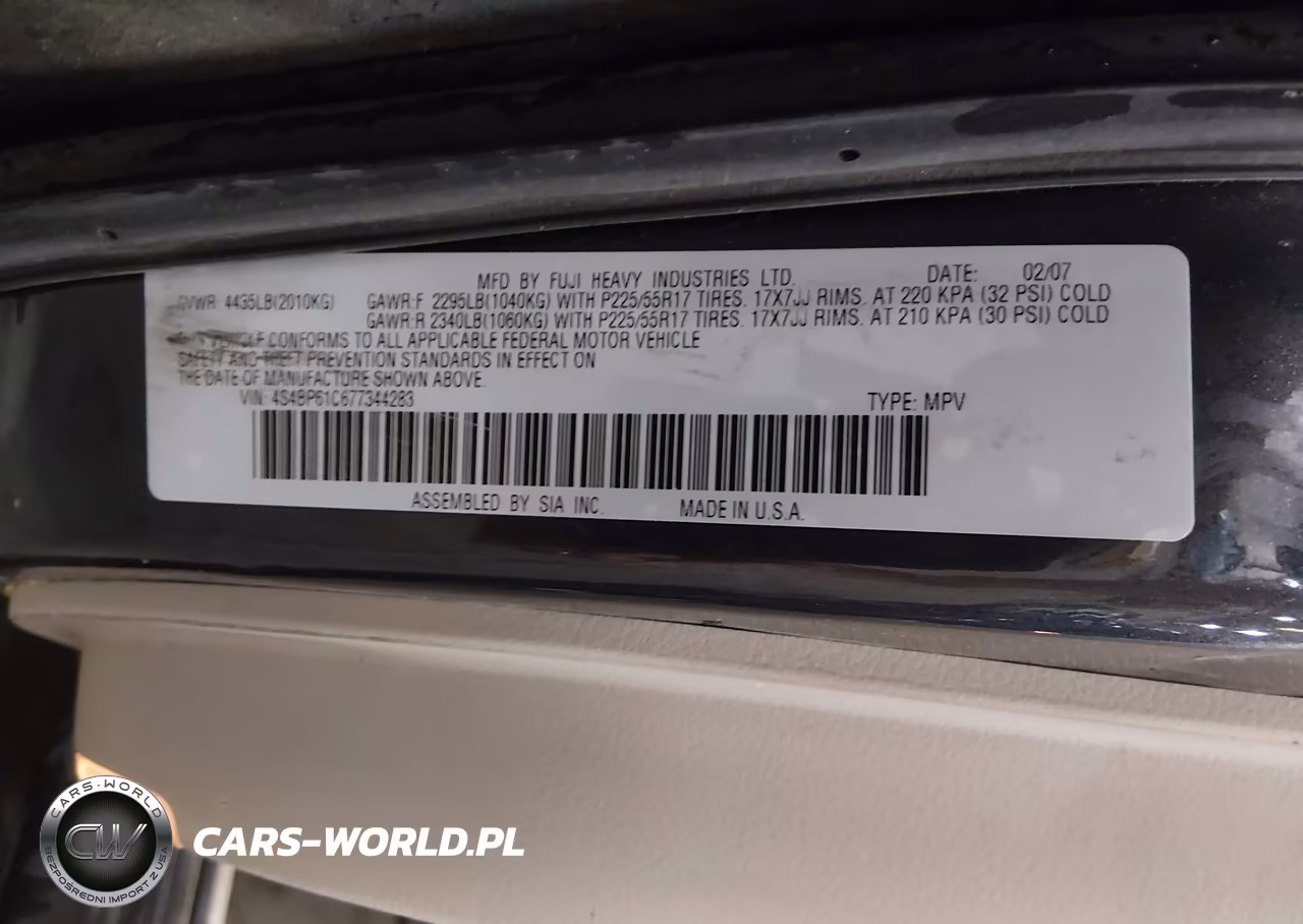 2007 Subaru Outback 2.5I-2.5I Basic-2.5I L.l. Bean Edition VIN:4S4BP61C677344283 - 9