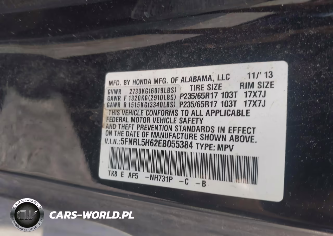 2014 Honda Odyssey Ex-L VIN:5FNRL5H62EB055384 - 9