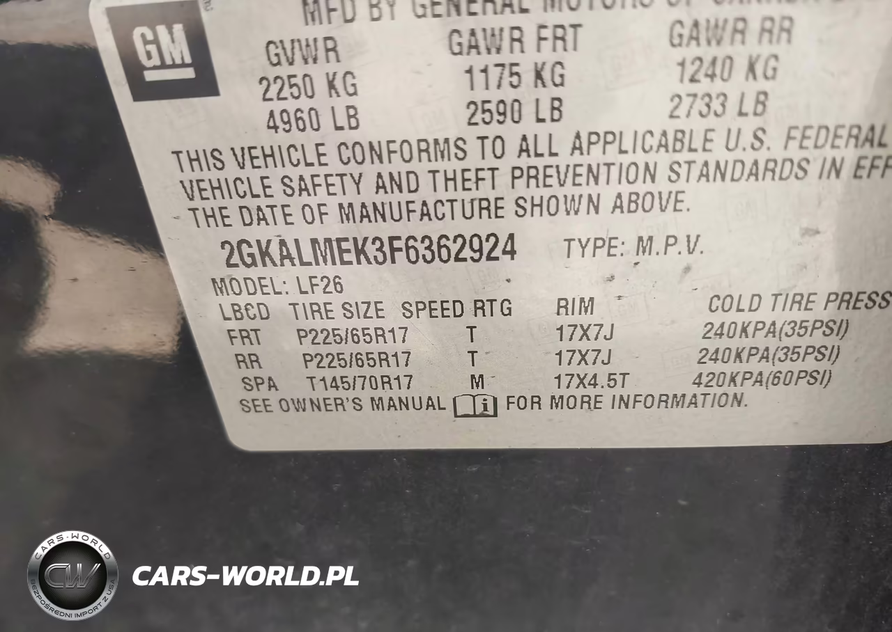 2015 GMC Terrain Sle-1 VIN:2GKALMEK3F6362924 - 9