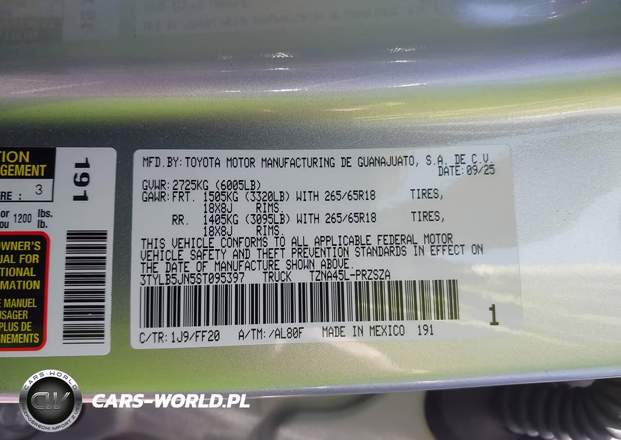 2025 Toyota Tacoma Sr5 VIN:3TYLB5JN5ST095397 - 9