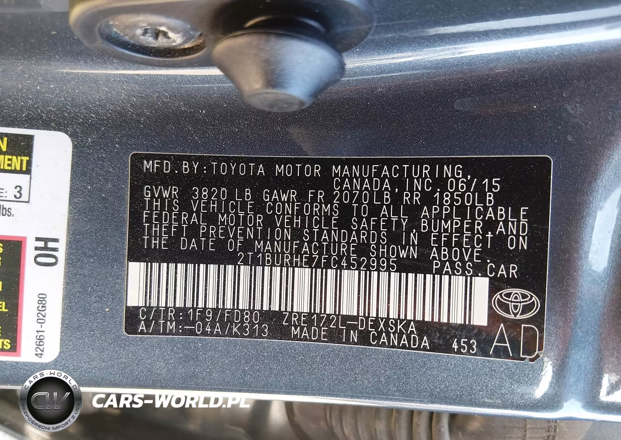 2015 Toyota Corolla S Plus VIN:2T1BURHE7FC452995 - 9