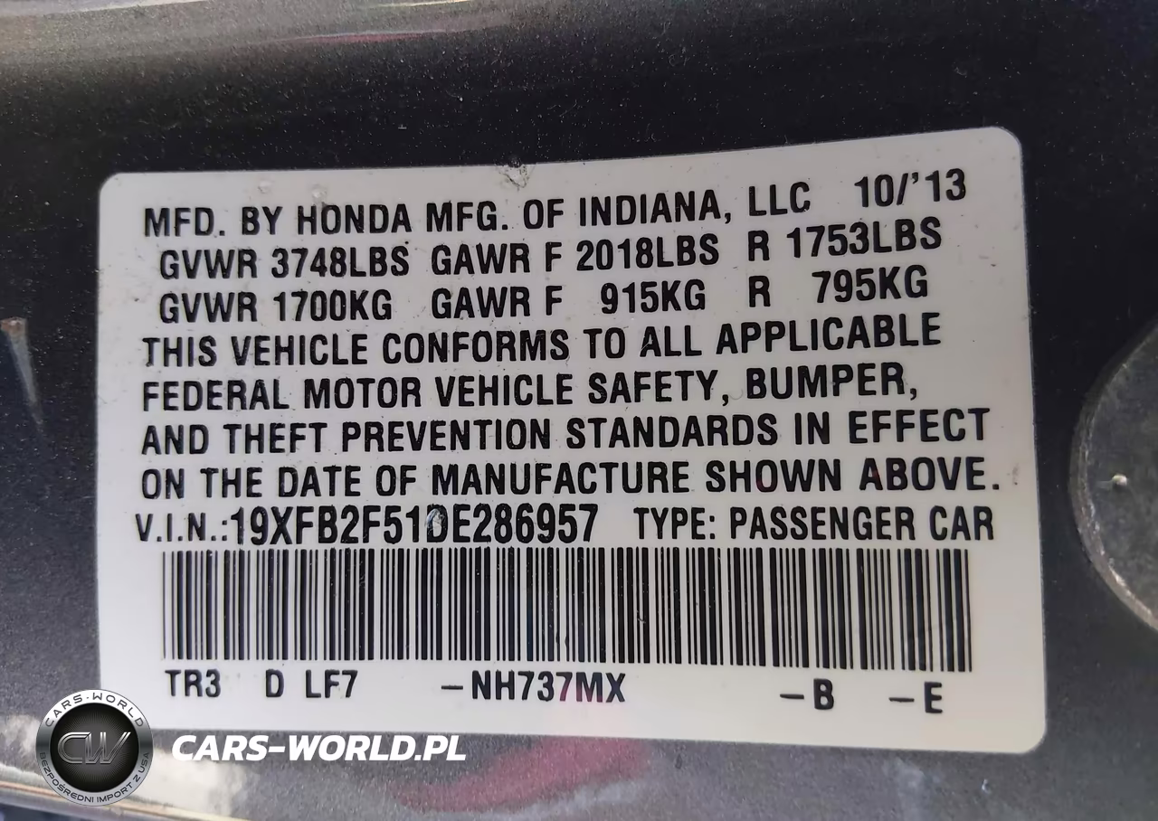 2013 Honda Civic Lx VIN:19XFB2F51DE286957 - 9