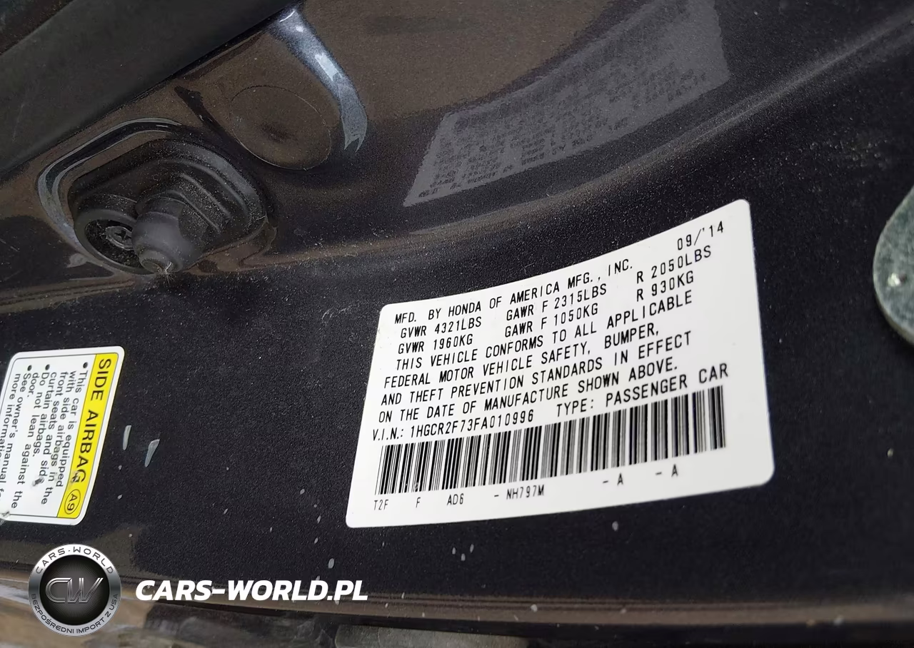 2015 Honda Accord Ex VIN:1HGCR2F73FA010996 - 9