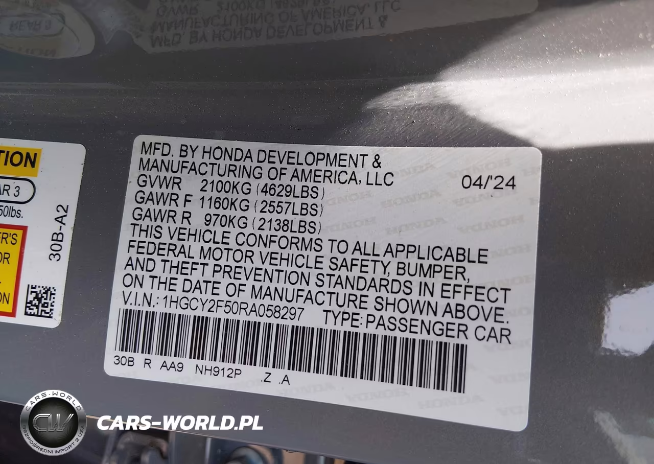 2024 Honda Accord Hybrid Sport VIN:1HGCY2F50RA058297 - 9