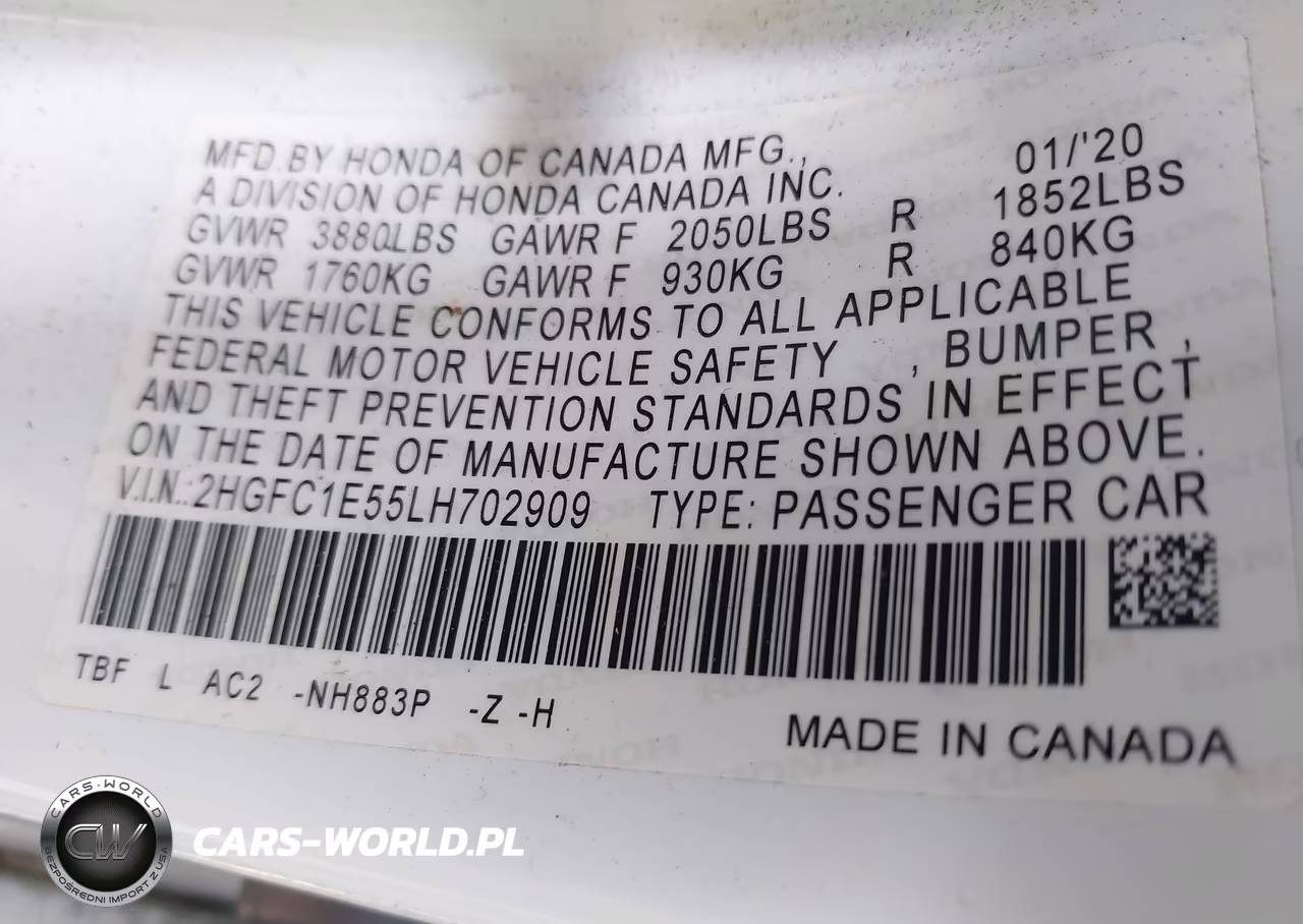 2020 Honda Civic Si Sedan VIN:2HGFC1E55LH702909 - 9