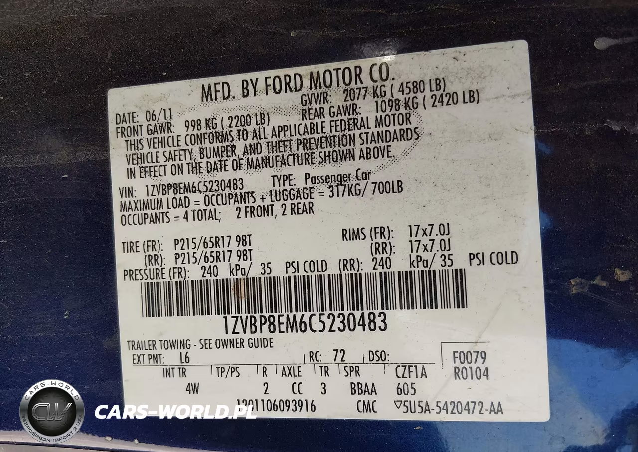 2012 Ford Mustang V6 Premium VIN:1ZVBP8EM6C5230483 - 9