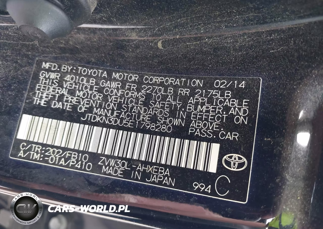 2014 Toyota Prius Two VIN:JTDKN3DU5E1798280 - 9