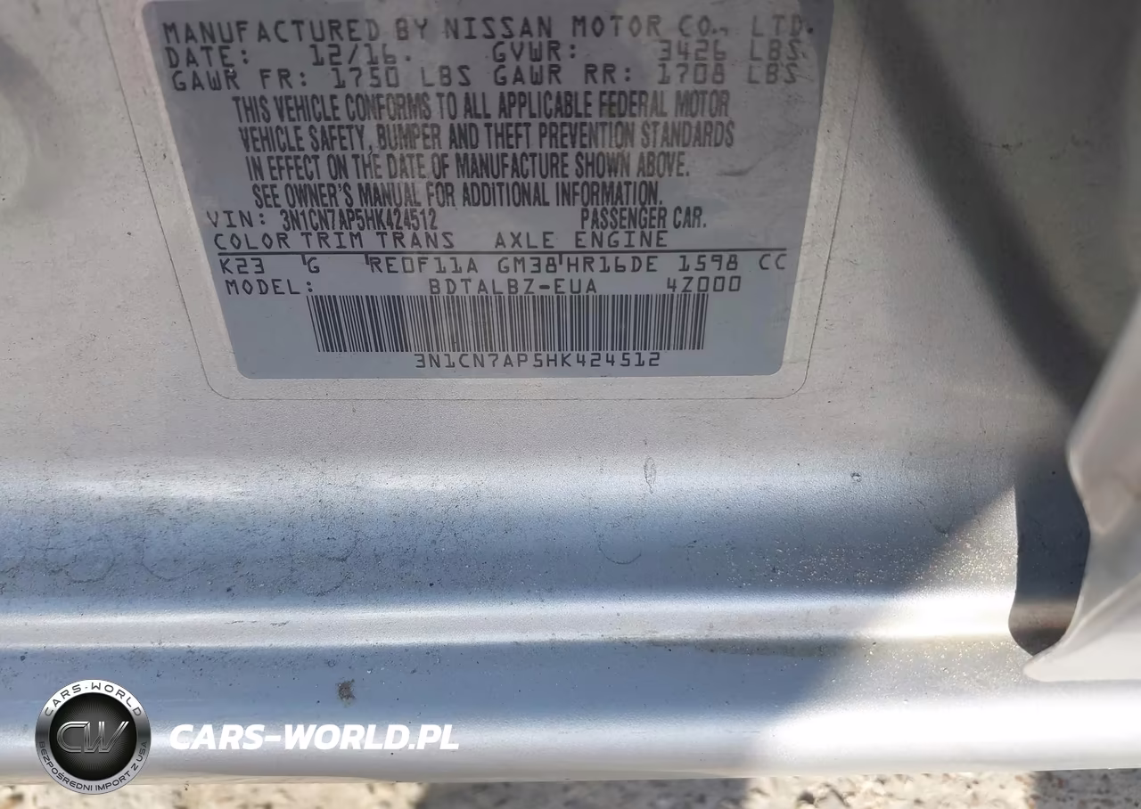 2017 Nissan Versa 1.6 Sv VIN:3N1CN7AP5HK424512 - 9