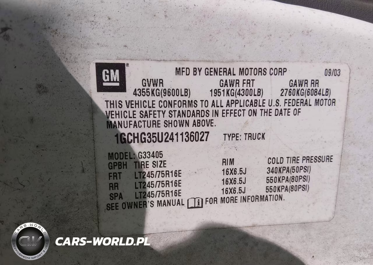 2004 Chevrolet Express VIN:1GCHG35U241136027 - 9