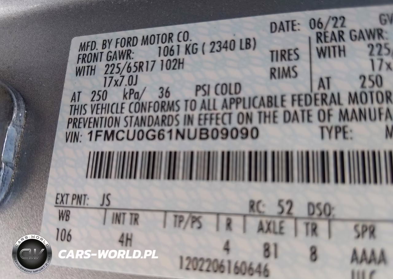2022 Ford Escape Se VIN:1FMCU0G61NUB09090 - 9