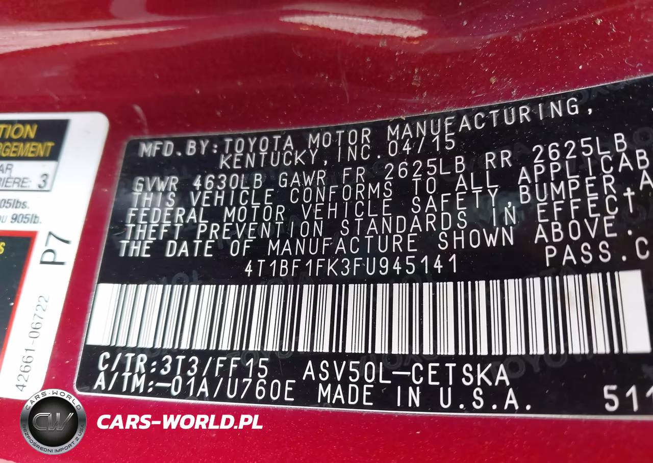 2015 Toyota Camry Se VIN:4T1BF1FK3FU945141 - 9