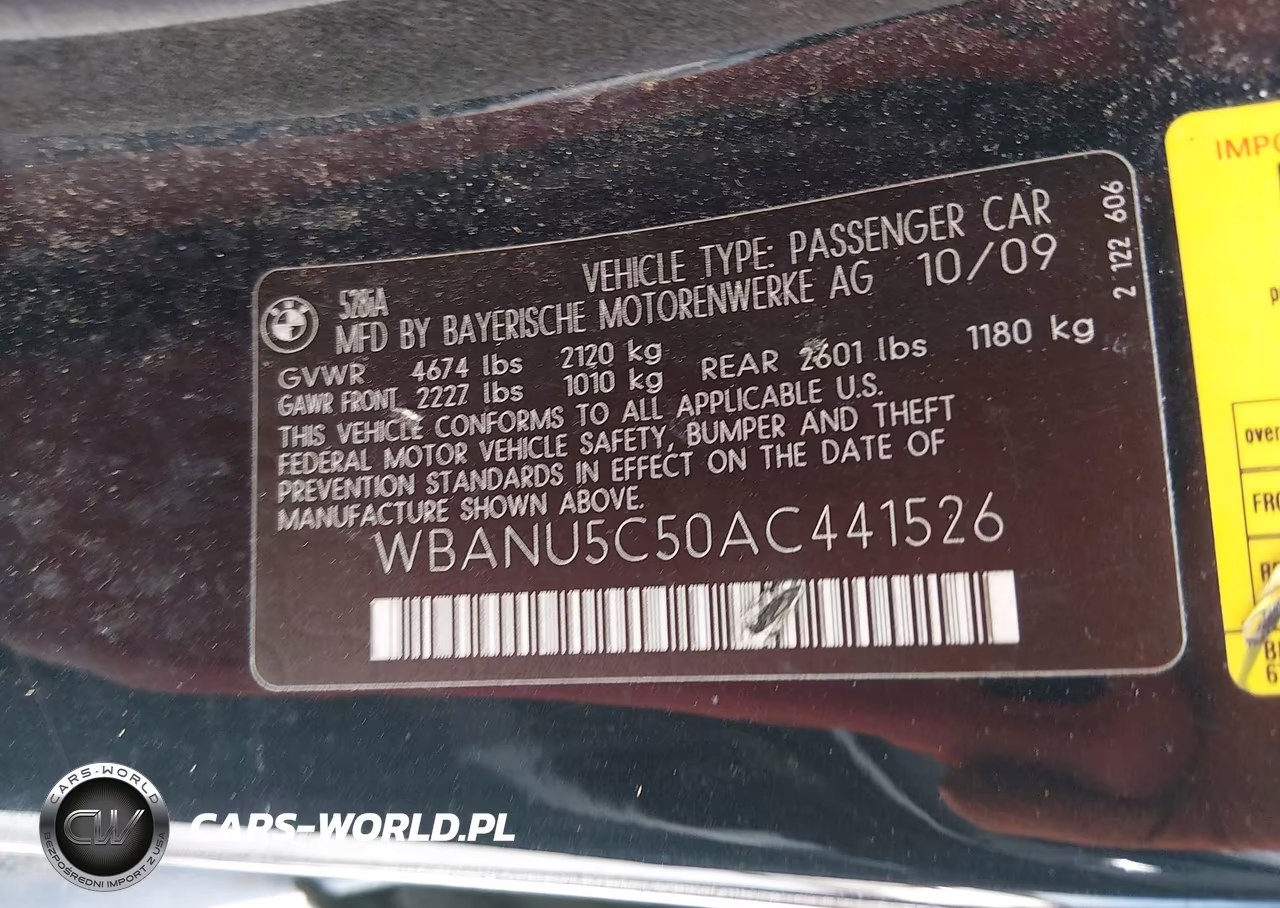2010 BMW 528I VIN:WBANU5C50AC441526 - 9