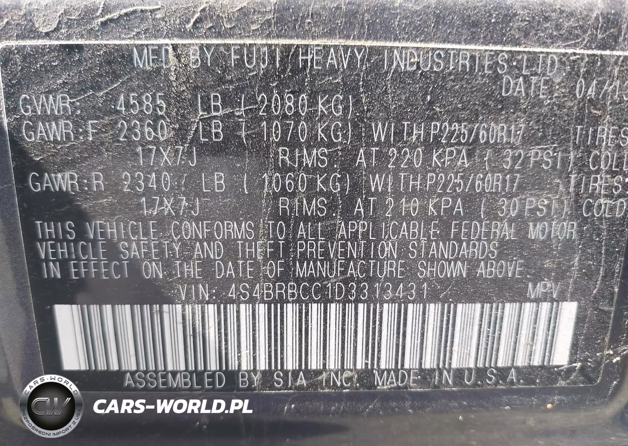 2013 Subaru Outback 2.5I Premium VIN:4S4BRBCC1D3313431 - 9