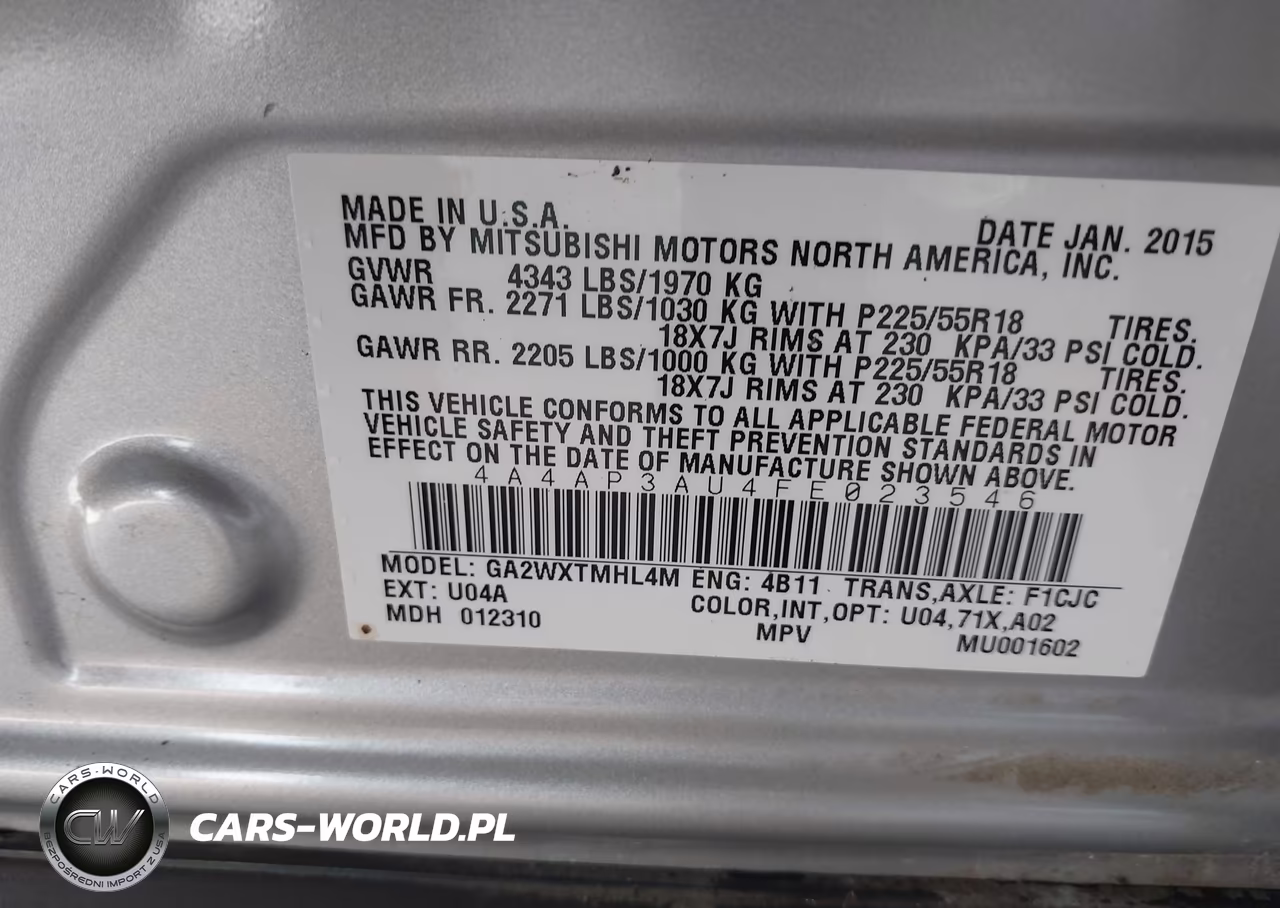 2015 Mitsubishi Outlander Sport Es VIN:4A4AP3AU4FE023546 - 9