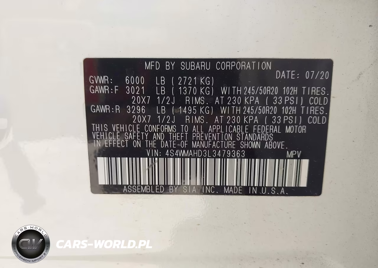 2020 Subaru Ascent Premium VIN:4S4WMAHD3L3479363 - 9