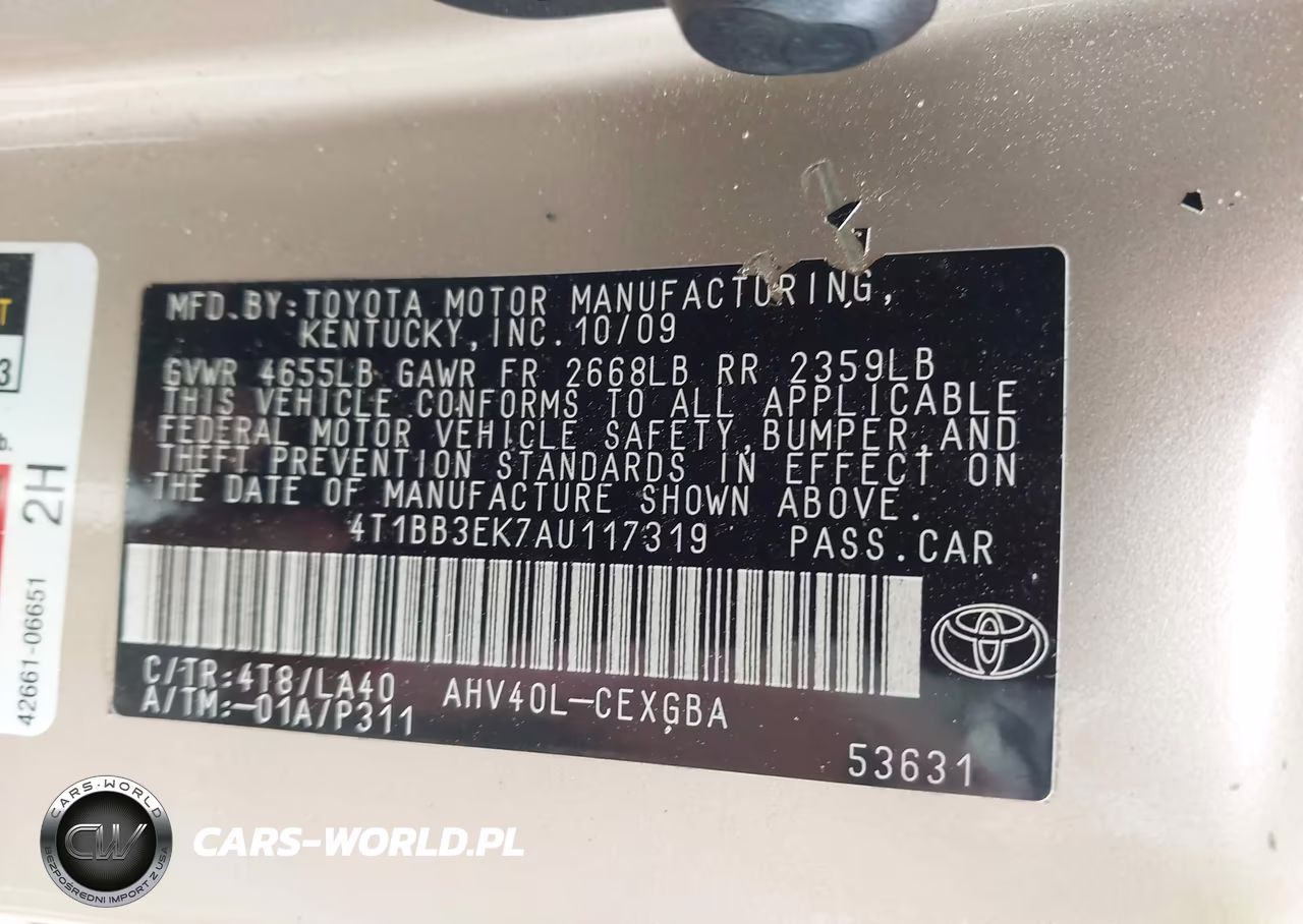 2010 Toyota Camry Hybrid VIN:4T1BB3EK7AU117319 - 9