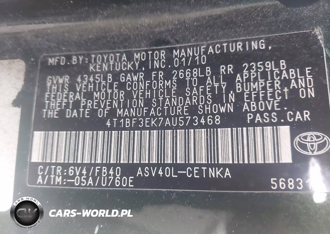 2010 Toyota Camry Le VIN:4T1BF3EK7AU573468 - 9