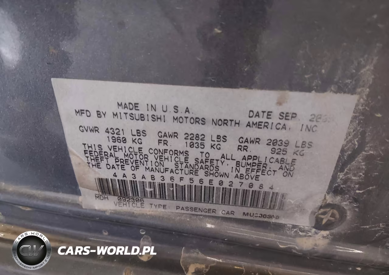 2006 Mitsubishi Galant Es-Se VIN:4A3AB36F56E027084 - 9