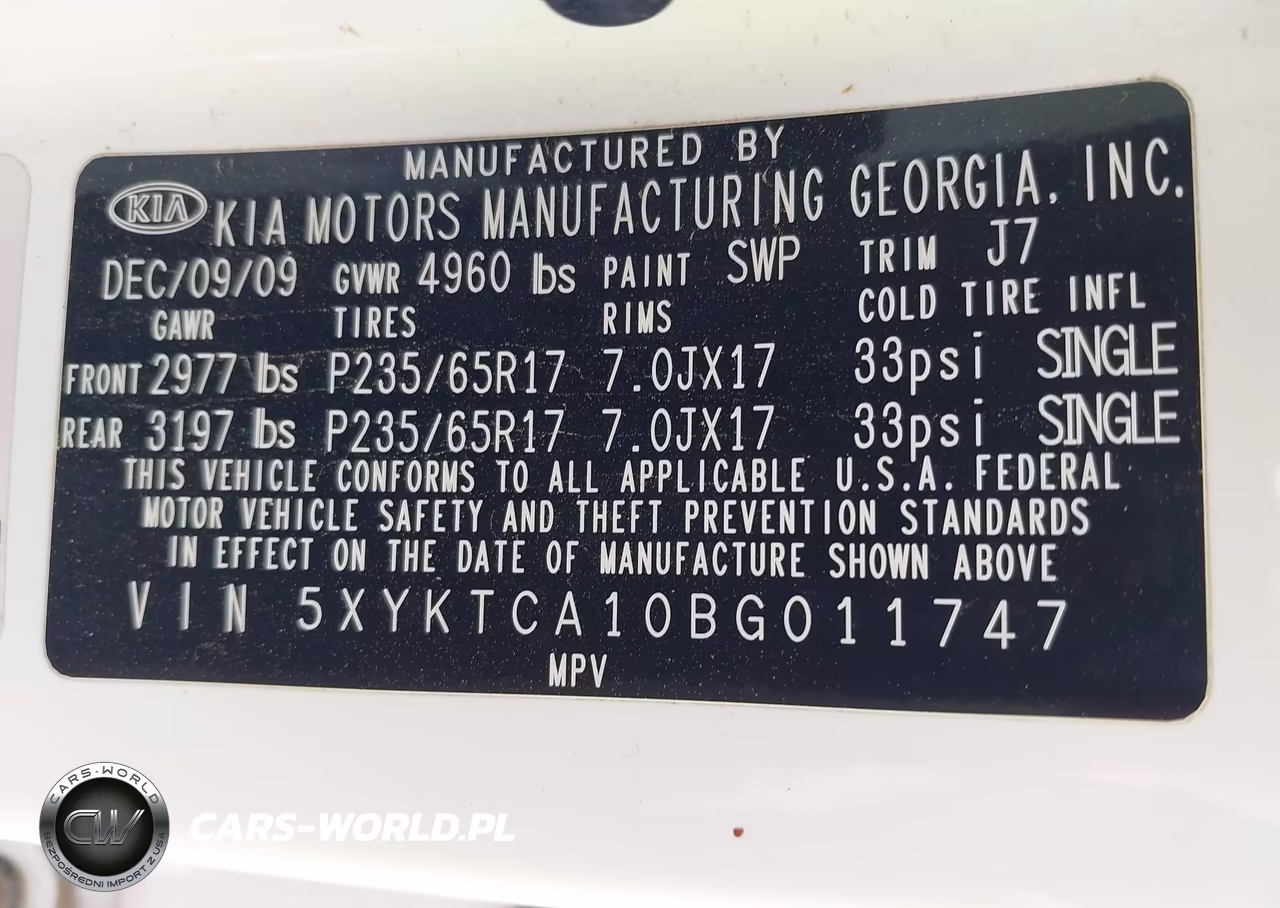 2011 Kia Sorento Lx VIN:5XYKTCA10BG011747 - 9