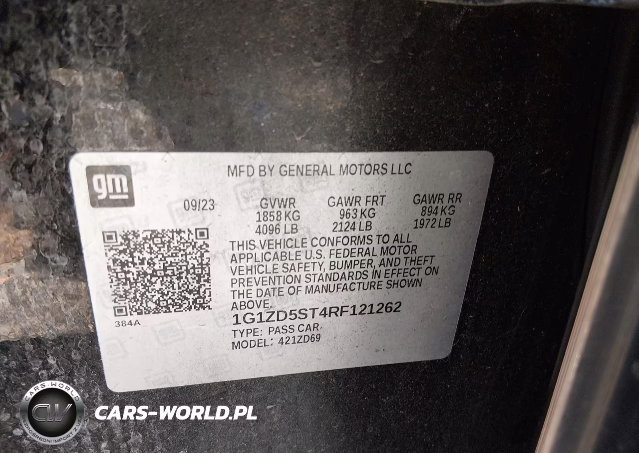 2024 Chevrolet Malibu Fwd 1Lt VIN:1G1ZD5ST4RF121262 - 9