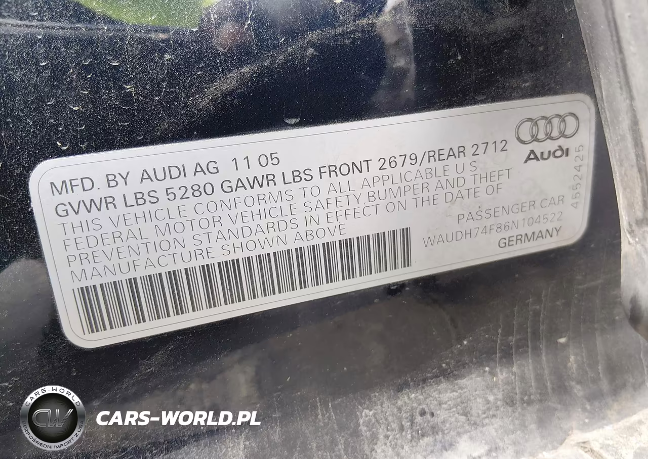 2006 Audi A6 3.2 VIN:WAUDH74F86N104522 - 8