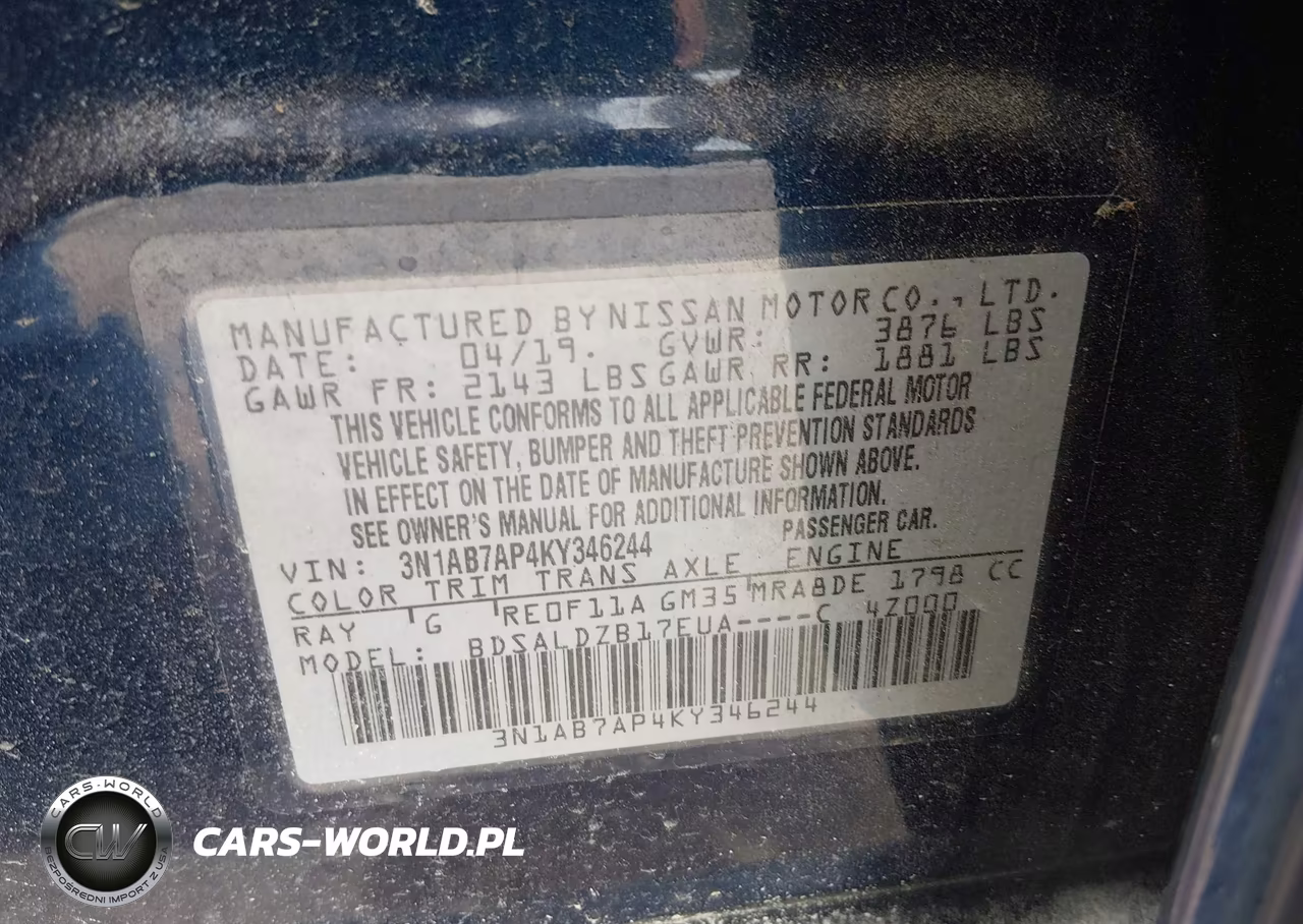 2019 Nissan Sentra Sv VIN:3N1AB7AP4KY346244 - 9