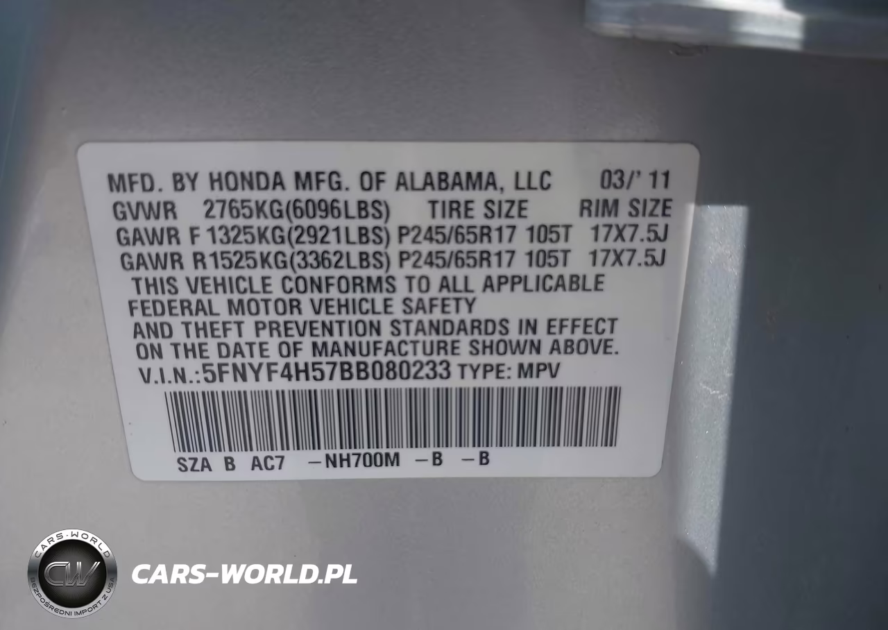 2011 Honda Pilot Ex-L VIN:5FNYF4H57BB080233 - 9