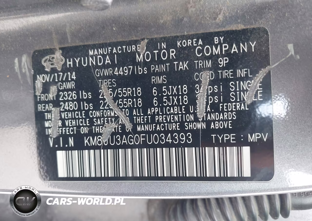 2015 Hyundai Tucson Limited VIN:KM8JU3AG0FU034393 - 9