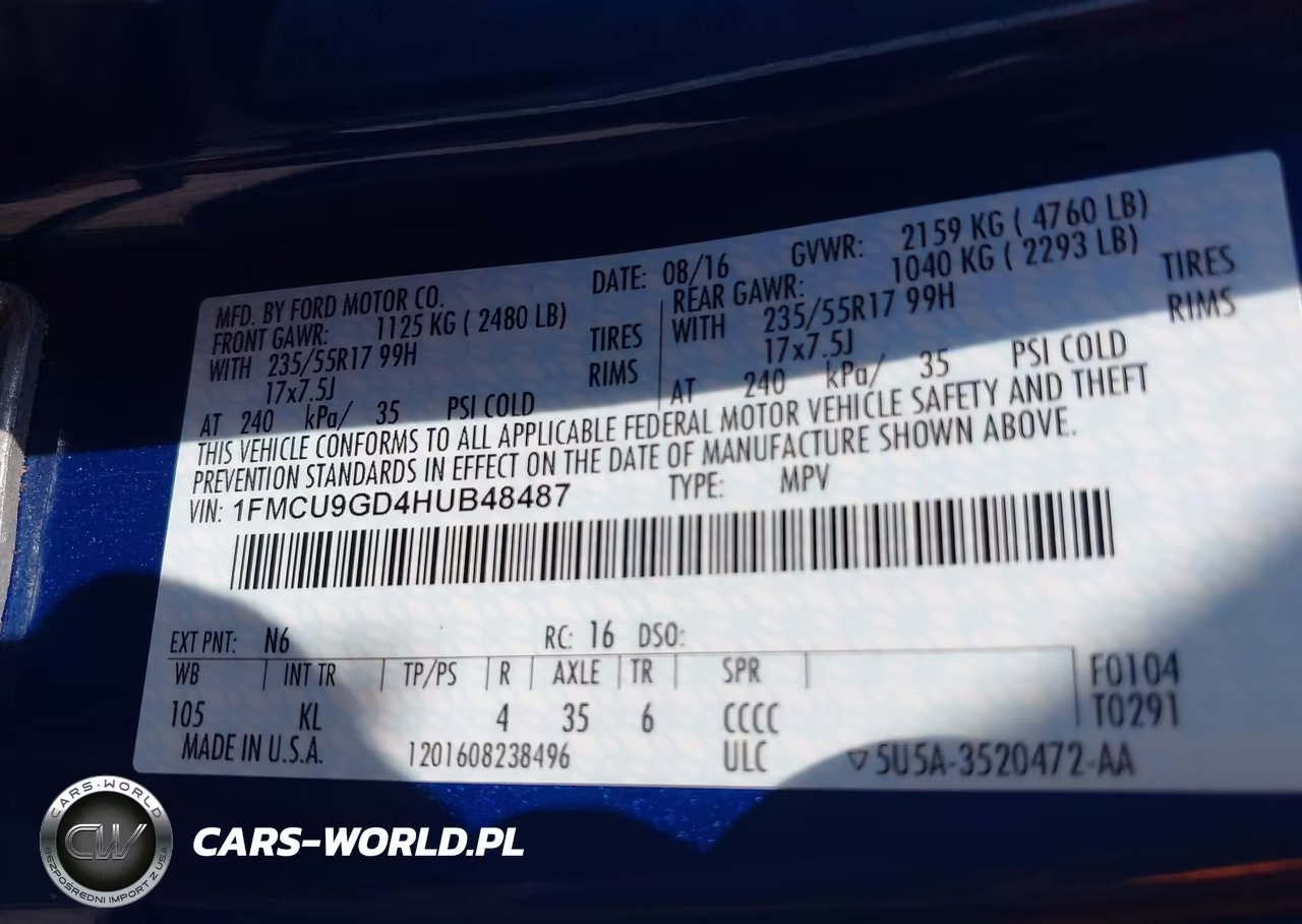 2017 Ford Escape Se VIN:1FMCU9GD4HUB48487 - 9