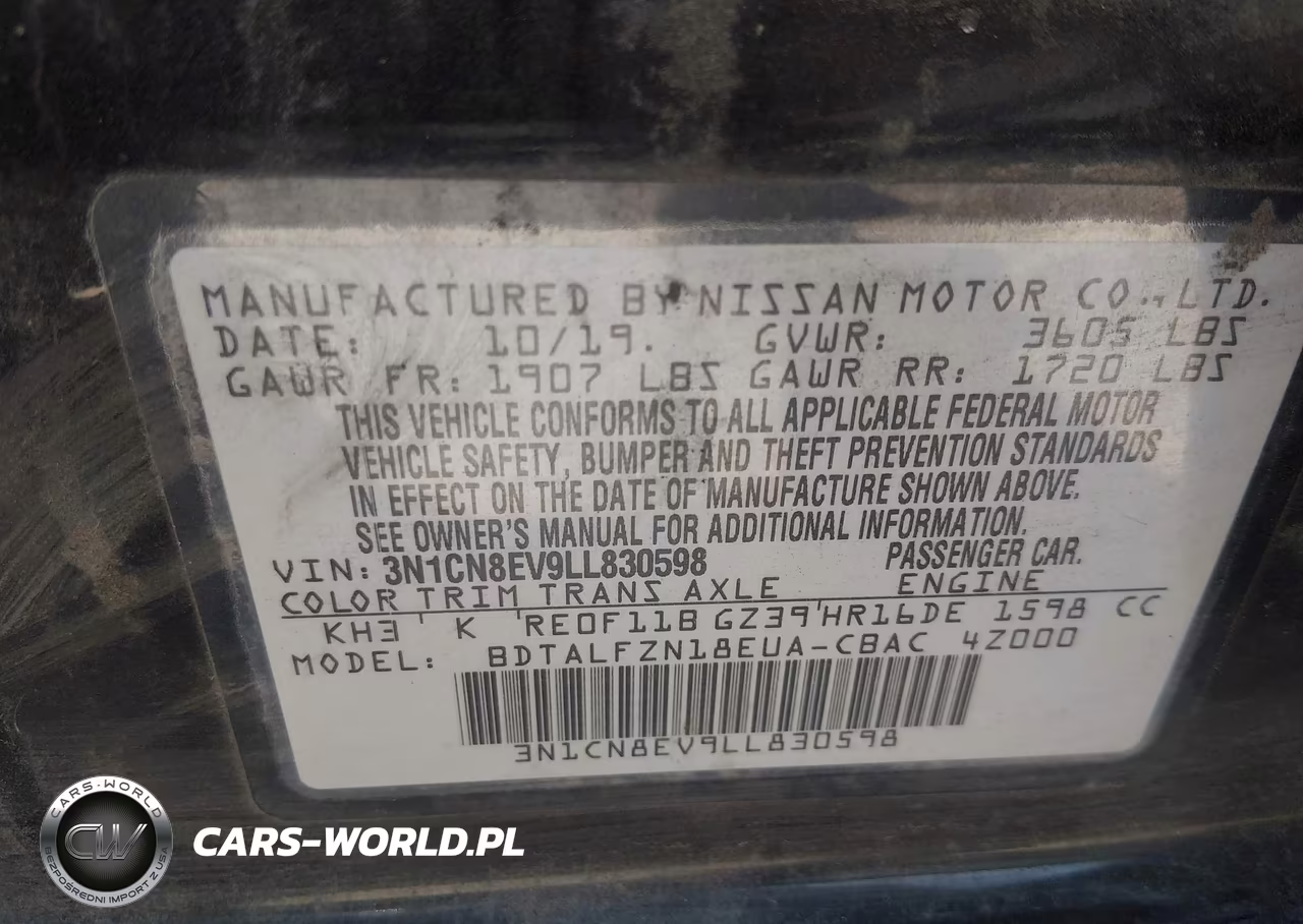 2020 Nissan Versa Sv Xtronic Cvt VIN:3N1CN8EV9LL830598 - 9