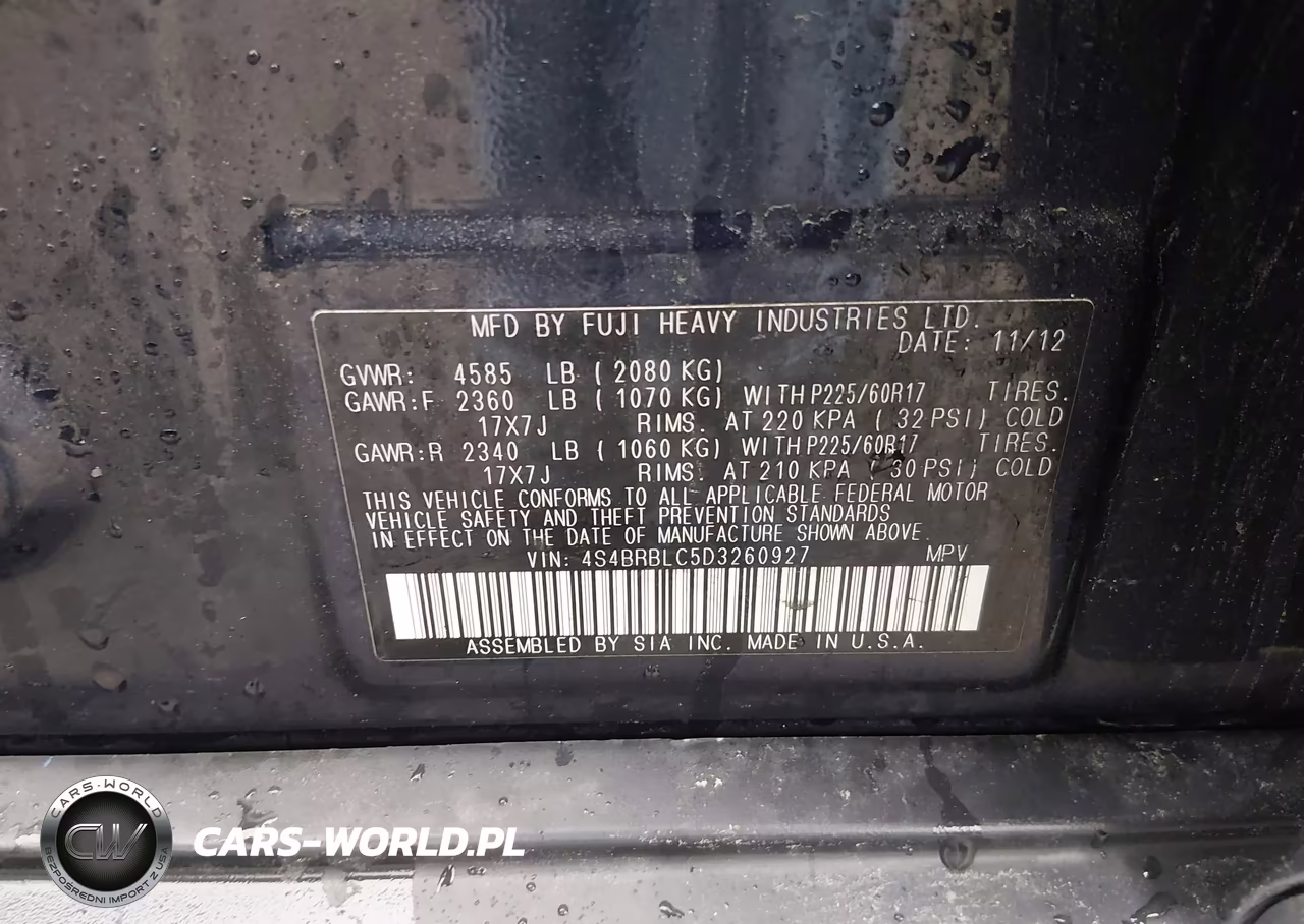 2013 Subaru Outback 2.5I Limited VIN:4S4BRBLC5D3260927 - 9