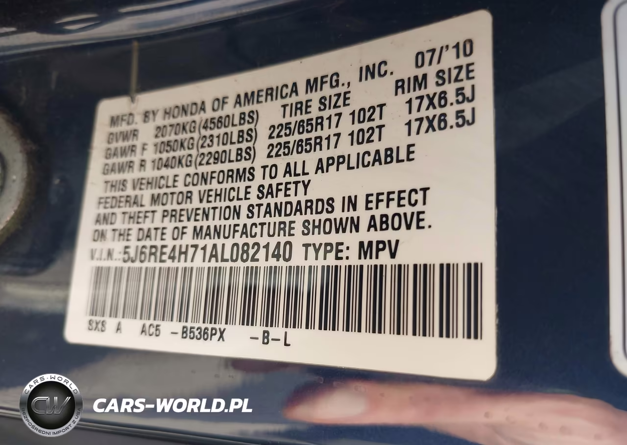 2010 Honda Cr-V Ex-L VIN:5J6RE4H71AL082140 - 9