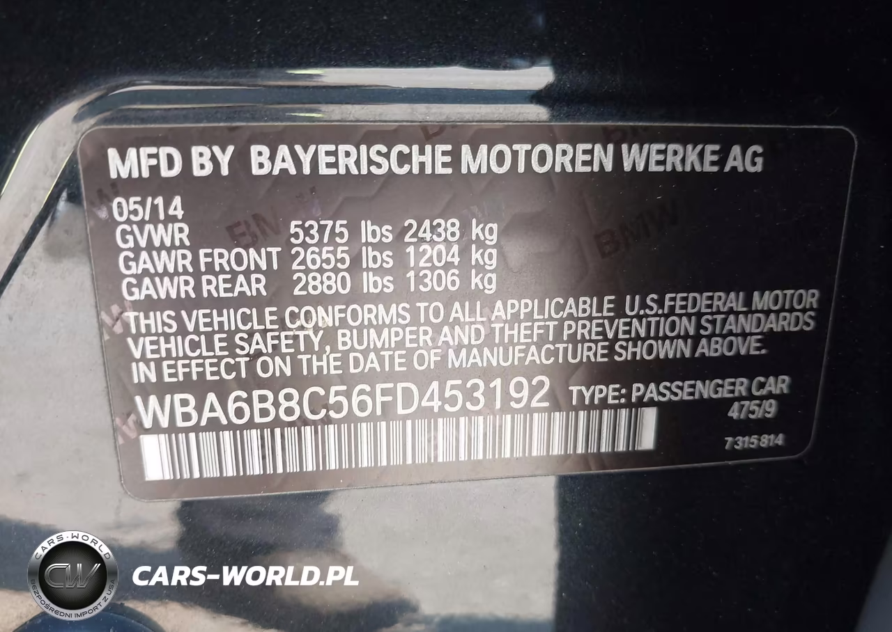 2015 BMW 640I Gran Coupe xDrive VIN:WBA6B8C56FD453192 - 9