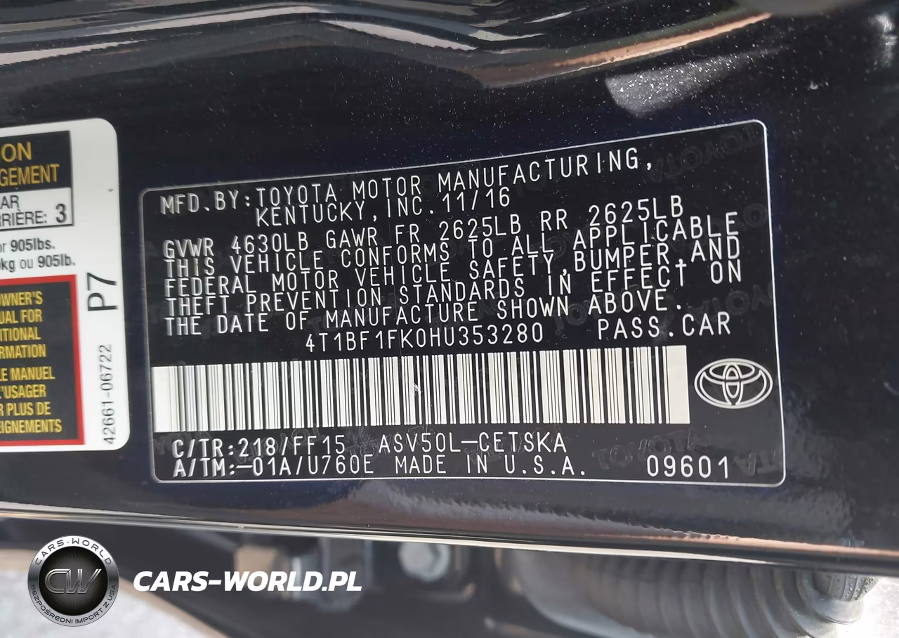 2017 Toyota Camry Se VIN:4T1BF1FK0HU353280 - 9